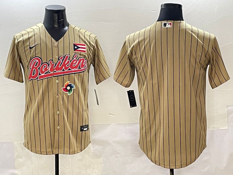Men Puerto Rico Blank Brown Stripe Joint Name 2025 Nike MLB Jersey style 4->new york yankees->MLB Jersey